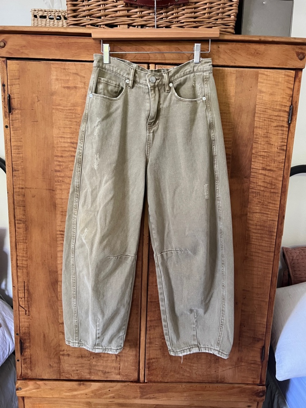 BlankNYC Olive Balloon Denim Trousers